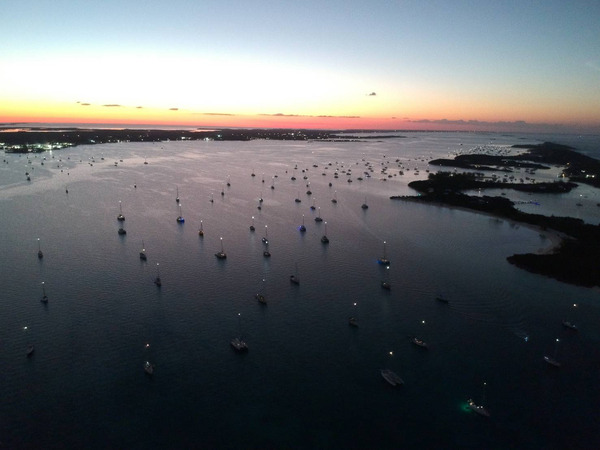 KRIE 377 boats in the Georgetown Bahamas anchorage today.