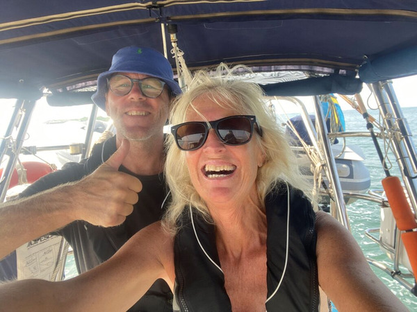 Annika and Thomas surfing over the bar into bahia del sol