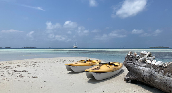 Kayaks on the beach