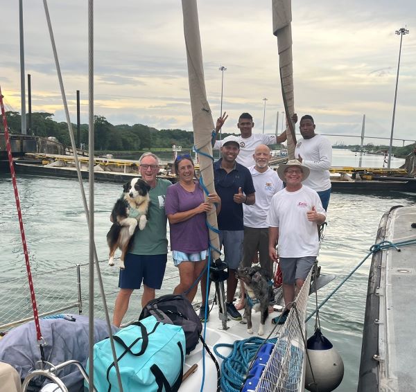 crew on the bow of bisou